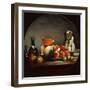 Melons, Pears, Peaches and Plums, or the Cut Melon-Jean-Baptiste Simeon Chardin-Framed Giclee Print