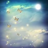 Fantasy Night with A Small Snail and Butterflies-Melpomene-Photographic Print