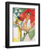 "Melting Ice Cream" or "Joys of Summer", July 13,1940-Norman Rockwell-Framed Giclee Print