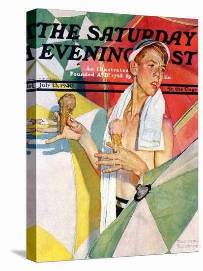 "Melting Ice Cream" or "Joys of Summer" Saturday Evening Post Cover, July 13,1940-Norman Rockwell-Stretched Canvas