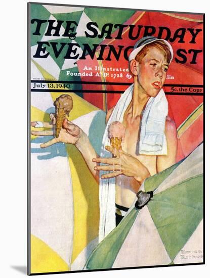 "Melting Ice Cream" or "Joys of Summer" Saturday Evening Post Cover, July 13,1940-Norman Rockwell-Mounted Giclee Print