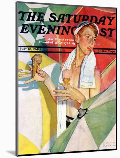 "Melting Ice Cream" or "Joys of Summer" Saturday Evening Post Cover, July 13,1940-Norman Rockwell-Mounted Giclee Print