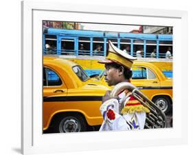 Member of a Music Band. Streets of Kolkata. India-Mauricio Abreu-Framed Photographic Print