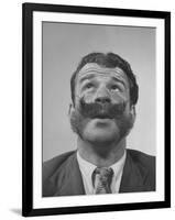 Member of Handlebar Club Looking Up with Mustache Swept Up-null-Framed Photographic Print