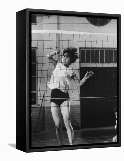 Member of Japan's Nichibo Championship Women's Volleyball Team-Larry Burrows-Framed Stretched Canvas