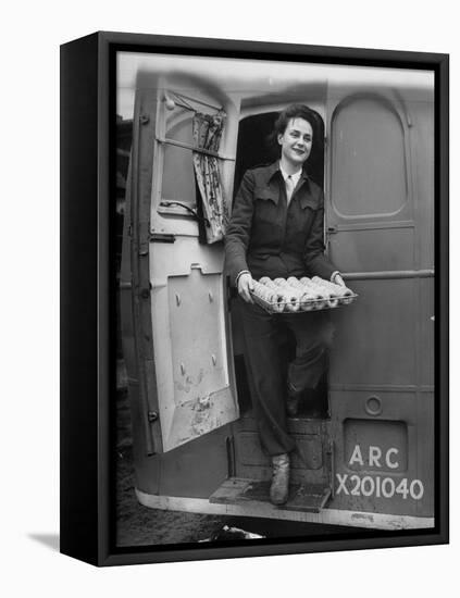 Member of Red Cross Clubmobile Katherine Spaatz, Dispensing Doughnuts, Coffee, Cigarettes and Gum-Bob Landry-Framed Stretched Canvas