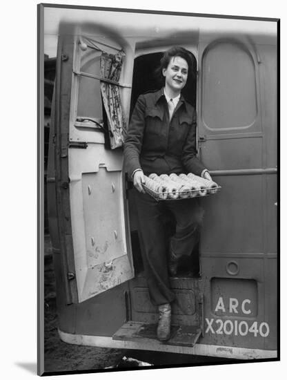 Member of Red Cross Clubmobile Katherine Spaatz, Dispensing Doughnuts, Coffee, Cigarettes and Gum-Bob Landry-Mounted Photographic Print