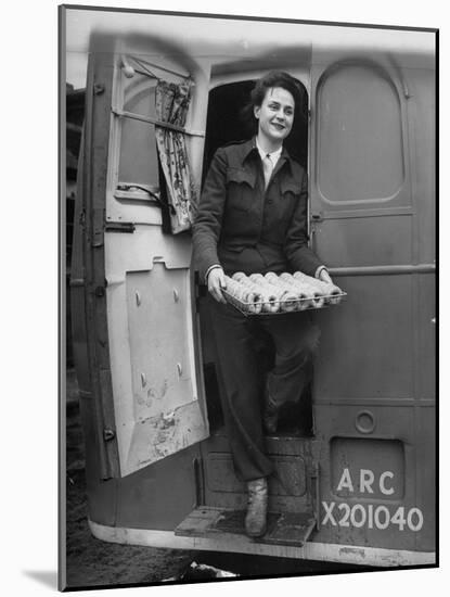 Member of Red Cross Clubmobile Katherine Spaatz, Dispensing Doughnuts, Coffee, Cigarettes and Gum-Bob Landry-Mounted Photographic Print