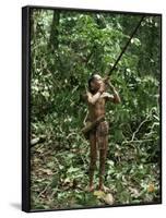 Member of the Penan Tribe with Blowpipe, Mulu Expedition, Sarawak, Island of Borneo, Malaysia-Robin Hanbury-tenison-Framed Photographic Print