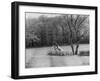 Member of the Us Equestrian Team Jumping the Hurdles in the Fields During the Pre Olympic Practices-Mark Kauffman-Framed Photographic Print