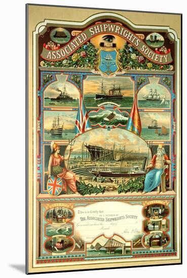 Members certificate of the Associated Shipwright's Society-English School-Mounted Giclee Print