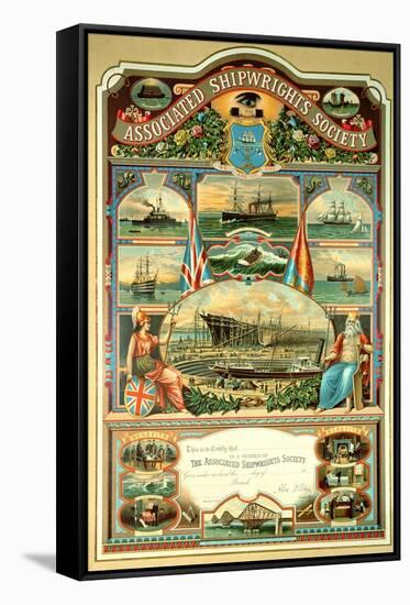 Members certificate of the Associated Shipwright's Society-English School-Framed Stretched Canvas