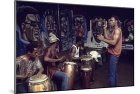 Members from 'The Blackstone Rangers' Gang Drumming in their Hang Out, Chicago, IL, 1968-Declan Haun-Mounted Photographic Print