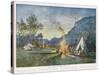 Members of a Camping Club Having Pitched Their Tents Cook by Their Camp Fire-Donald Maxwell-Stretched Canvas