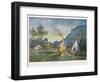 Members of a Camping Club Having Pitched Their Tents Cook by Their Camp Fire-Donald Maxwell-Framed Art Print