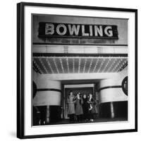 Members of a Women's Bowling League Exiting the Bowling Alley-Charles E^ Steinheimer-Framed Photographic Print