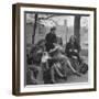 Members of Ballet Russe Sitting in a Park Mending their Shoes and their Tights-Myron Davis-Framed Photographic Print