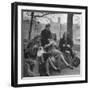 Members of Ballet Russe Sitting in a Park Mending their Shoes and their Tights-Myron Davis-Framed Photographic Print