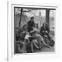 Members of Ballet Russe Sitting in a Park Mending their Shoes and their Tights-Myron Davis-Framed Photographic Print