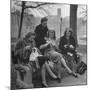 Members of Ballet Russe Sitting in a Park Mending their Shoes and their Tights-Myron Davis-Mounted Photographic Print