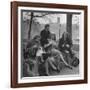 Members of Ballet Russe Sitting in a Park Mending their Shoes and their Tights-Myron Davis-Framed Photographic Print