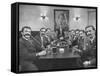 Members of Handlebar Club Sitting at Table and Having Formal Beer Session-Nat Farbman-Framed Stretched Canvas