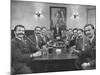Members of Handlebar Club Sitting at Table and Having Formal Beer Session-Nat Farbman-Mounted Photographic Print