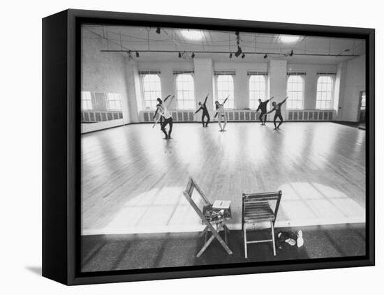 Members of Merce Cunningham Dance Company Practicing before Mirror in Studio-John Loengard-Framed Stretched Canvas