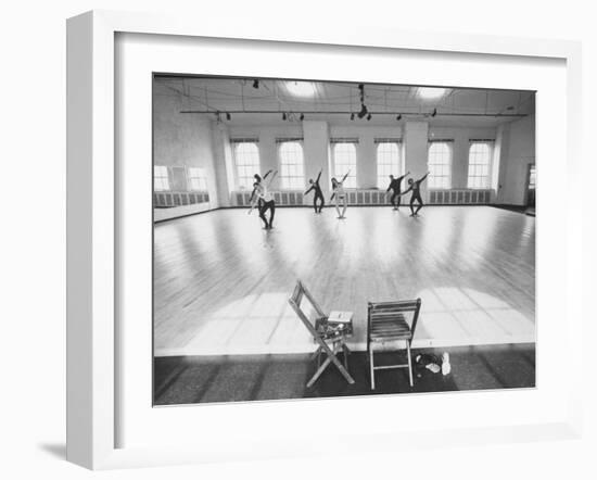 Members of Merce Cunningham Dance Company Practicing before Mirror in Studio-John Loengard-Framed Premium Photographic Print