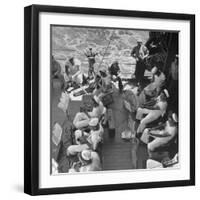 Members of Ship's Band Aboard US Navy Cruiser Playing on Deck, Daily Musical Practice During WWII-Ralph Morse-Framed Photographic Print