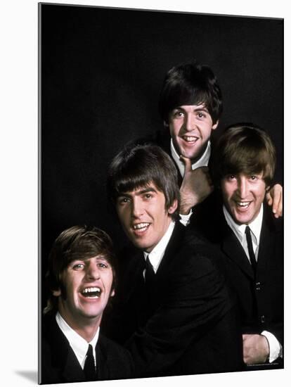 Members of Singing Group the Beatles: John Lennon, Paul McCartney, George Harrison and Ringo Starr-John Dominis-Mounted Premium Photographic Print
