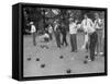 Members of St. Mary's Society Club Play the Italian Game of Bocce on their Court Behind the Club-Margaret Bourke-White-Framed Stretched Canvas