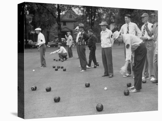 Members of St. Mary's Society Club Play the Italian Game of Bocce on their Court Behind the Club-Margaret Bourke-White-Stretched Canvas