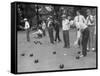 Members of St. Mary's Society Club Play the Italian Game of Bocce on their Court Behind the Club-Margaret Bourke-White-Framed Stretched Canvas