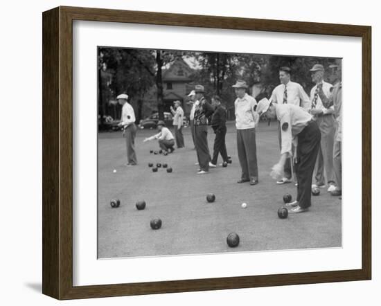 Members of St. Mary's Society Club Play the Italian Game of Bocce on their Court Behind the Club-Margaret Bourke-White-Framed Photographic Print