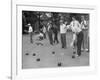 Members of St. Mary's Society Club Play the Italian Game of Bocce on their Court Behind the Club-Margaret Bourke-White-Framed Photographic Print