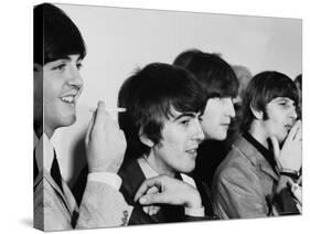 Members of the Beatles During an Interview at Los Angeles International Airport-Bill Ray-Stretched Canvas