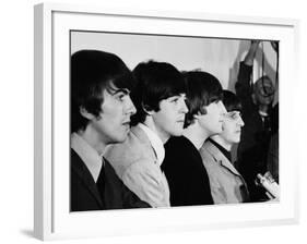 Members of the Beatles During an Interview at Los Angeles International Airport-Bill Ray-Framed Premium Photographic Print