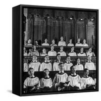 Members of the Boys Choir at St. John the Divine Episcopal Church Singing During Services-Cornell Capa-Framed Stretched Canvas