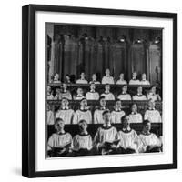 Members of the Boys Choir at St. John the Divine Episcopal Church Singing During Services-Cornell Capa-Framed Photographic Print