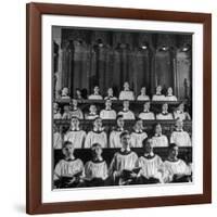 Members of the Boys Choir at St. John the Divine Episcopal Church Singing During Services-Cornell Capa-Framed Photographic Print