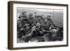 Members of the British 49th Armoured Personnel Carrier Regiment Riding Along a Line of Tanks-George Silk-Framed Photographic Print