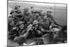 Members of the British 49th Armoured Personnel Carrier Regiment Riding Along a Line of Tanks-George Silk-Mounted Photographic Print