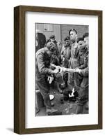 Members of the British 49th Armoured Personnel Carrier Regiment Skin a Rabbit for a Meal-George Silk-Framed Photographic Print