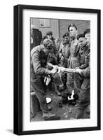 Members of the British 49th Armoured Personnel Carrier Regiment Skin a Rabbit for a Meal-George Silk-Framed Photographic Print