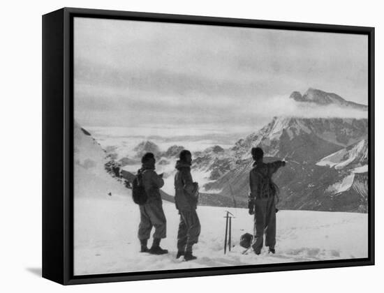 Members of the British Everest Expedition Survey the Mountains-null-Framed Stretched Canvas