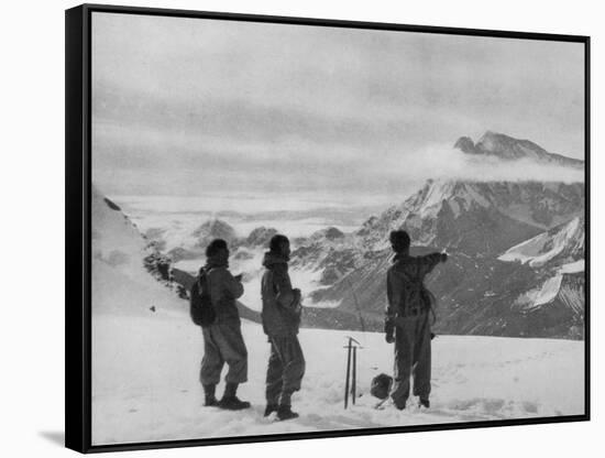 Members of the British Everest Expedition Survey the Mountains-null-Framed Stretched Canvas