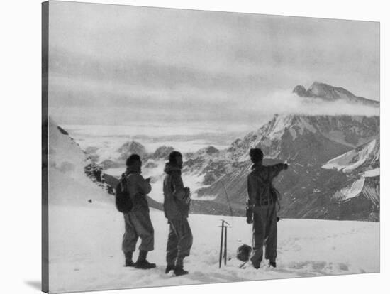 Members of the British Everest Expedition Survey the Mountains-null-Stretched Canvas