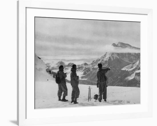 Members of the British Everest Expedition Survey the Mountains-null-Framed Photographic Print