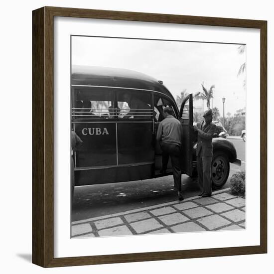 Members of the Brooklyn Dodgers Baseball Team Climb onto a Bus During Spring Training, 1942-William Vandivert-Framed Photographic Print